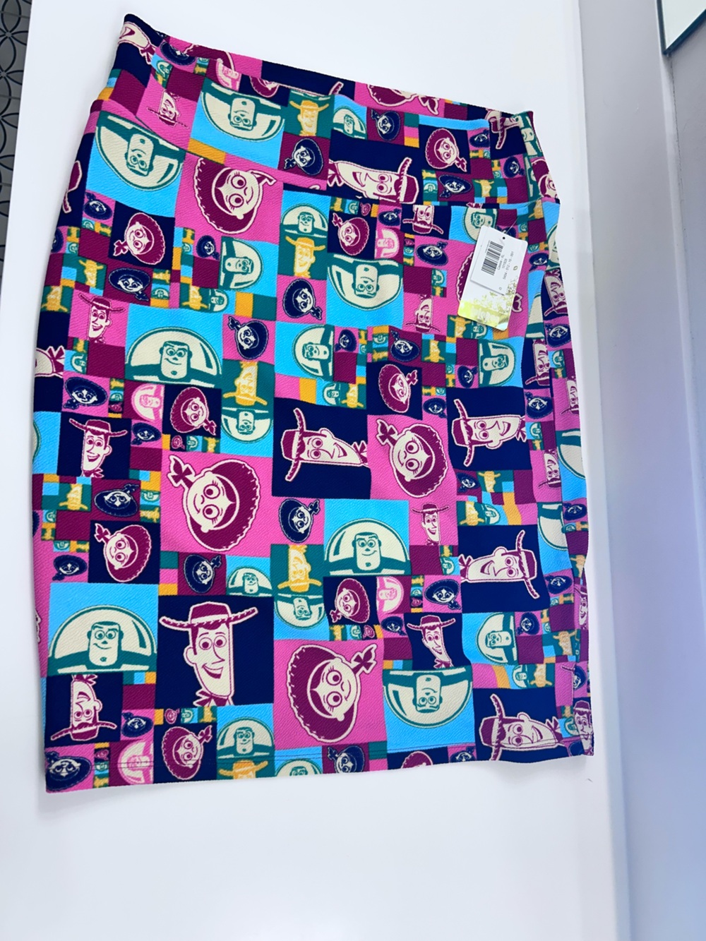 LuLaRoe Pink, Blue & Teal Toy Story Pencil Skirt